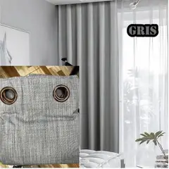DIANA - Set Corttinas 2 Paños Engomadas Texturizada 140X230CM GRIS