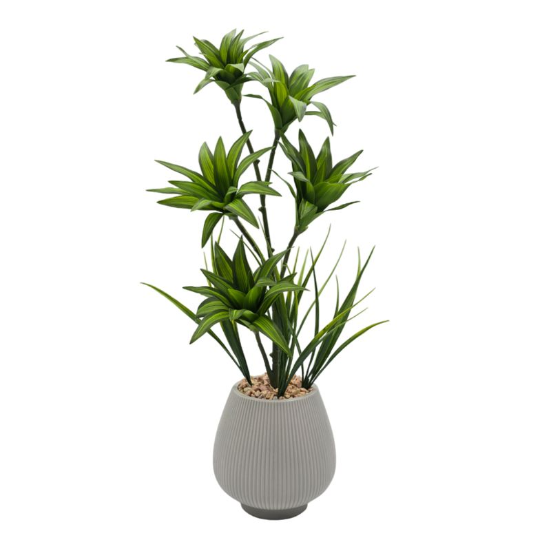 GENERICO - Planta Artificial Bambu Lirio Decorativo Macetero Ceramica