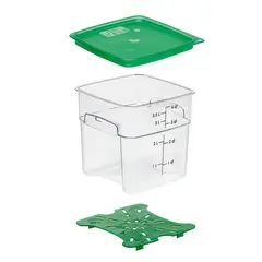 CAMBRO - RECIPIENTE GRADUADO CUADRADO POLICARBONATO 4 LTS CON TAPA VERDE