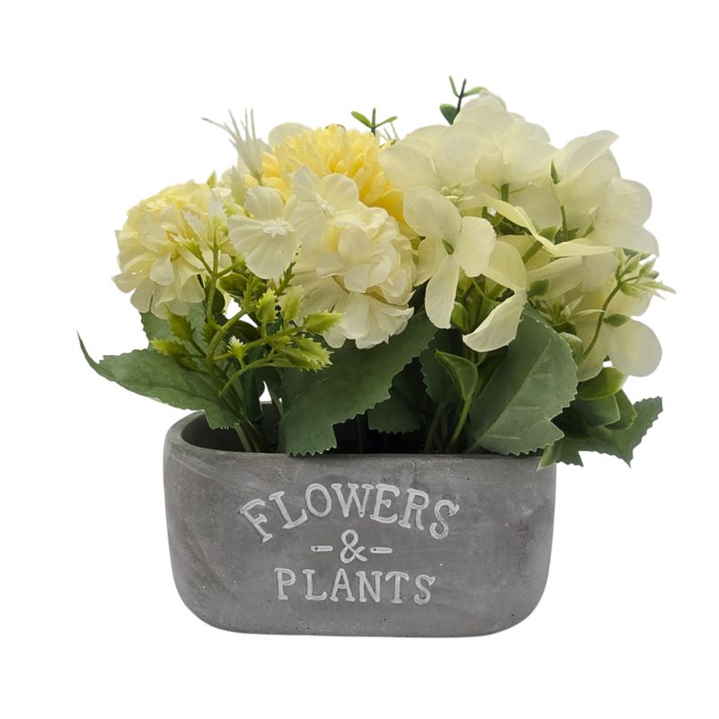 GENERICO - Planta Artifiical Macetero De Cemento Flowers And Plants - Beige