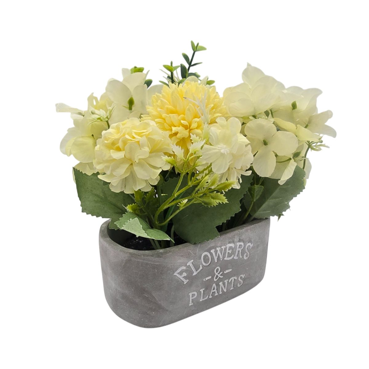 GENERICO - Planta Artifiical Macetero De Cemento Flowers And Plants - Beige