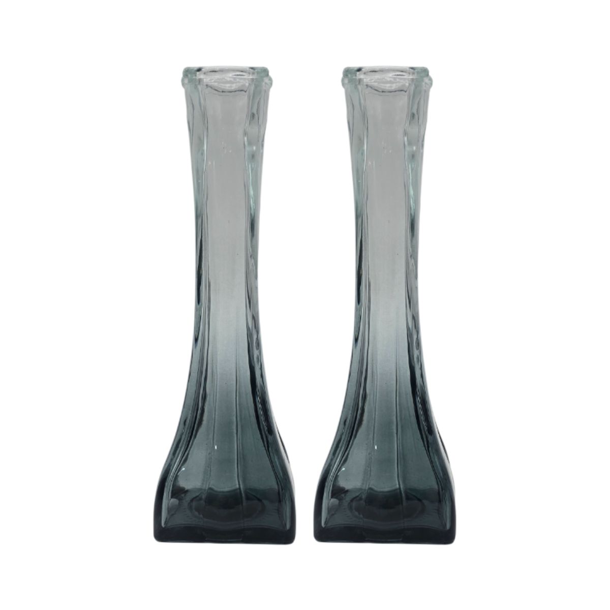 GENERICO - Set 2 Floreros Decorativos De Vidrio Pequeño Tonalidad Humo