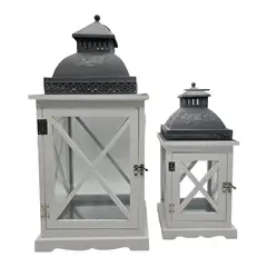 GENERICO - Set 2 Farol Calentador De Vela Costero De Madera Blanca