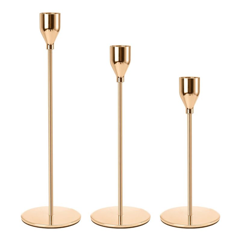 GENERICO - Set 3 Candelabros Porta Velas Dorado Decora Centro De Mesa