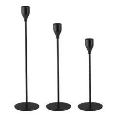 GENERICO - Set 3 Candelabros Porta Velas Negro Decora Centro De Mesa