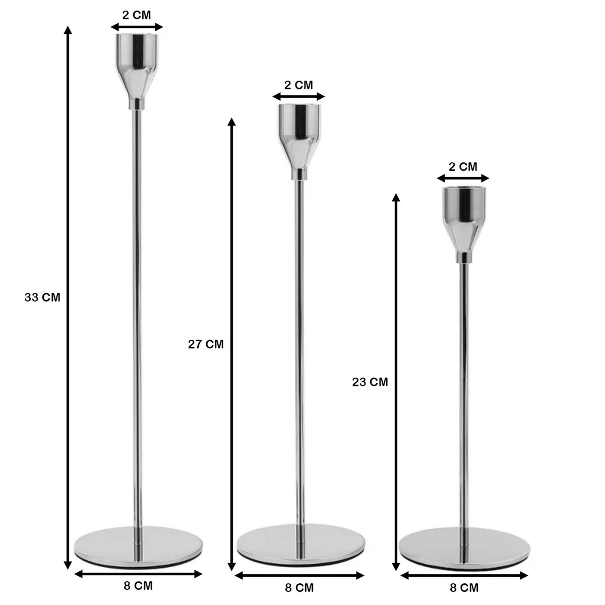 GENERICO - Set 3 Candelabros Porta Velas Plateado Decora Centro De Mesa