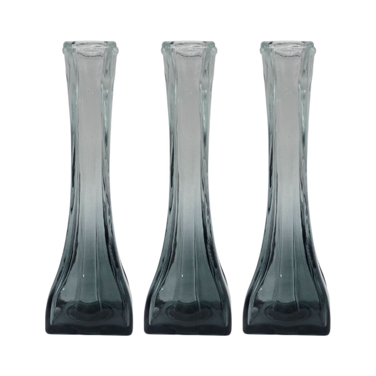 GENERICO - Set 3 Floreros Decorativos De Vidrio Pequeño Tonalidad Humo