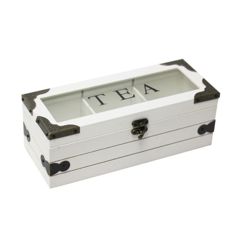 GENERICO - Caja De Te 3 Divisiones Tapa Con Diseño Decorativa Decohogar