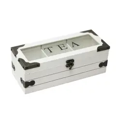 GENERICO - Caja De Te 3 Divisiones Tapa Con Diseño Decorativa Decohogar