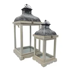GENERICO - Set 2 Farol Calentador De Vela Costero De Madera Blanco