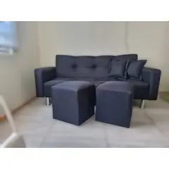 GENERICO - Sofá Futón Cama Con Brazos en color negro
