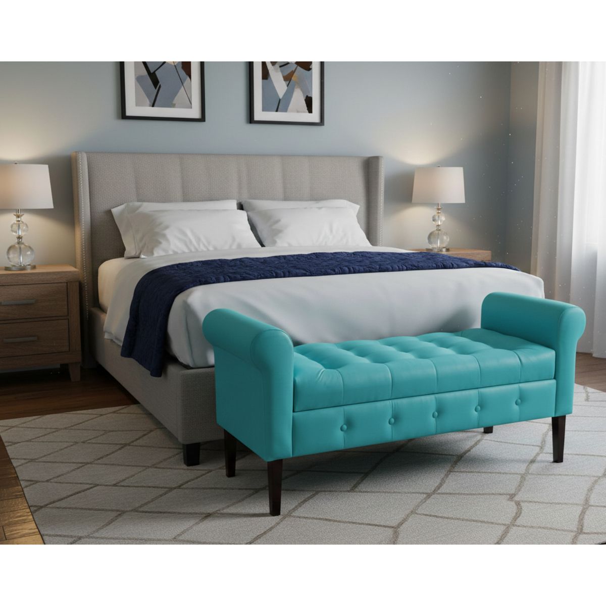 GENERICO - Banqueta Baúl Lisboa Color Turquesa