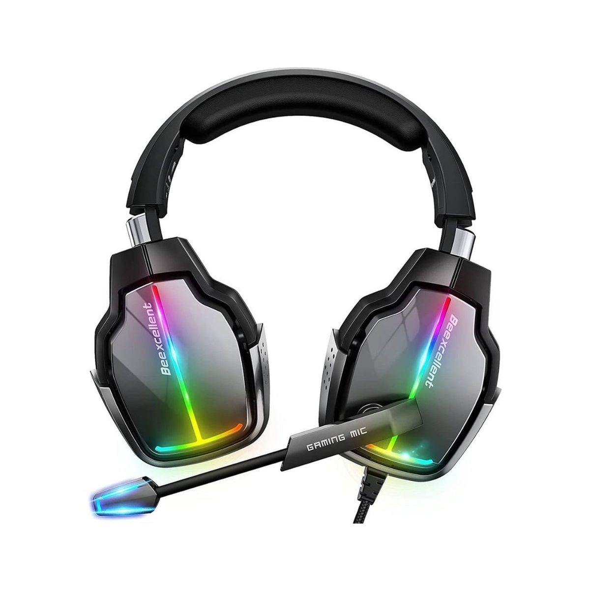 BEEXCELLENT - Audífono Gamer Rgb Beexcellent Gm-8 Black Multiplataforma