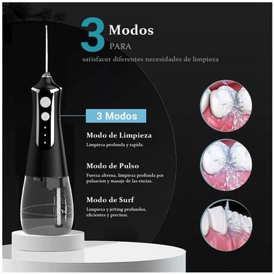 Imagen 2 del producto Irrigador Bucal Limpiador Dientes Eléctrico Negro Con 5 Boquillas