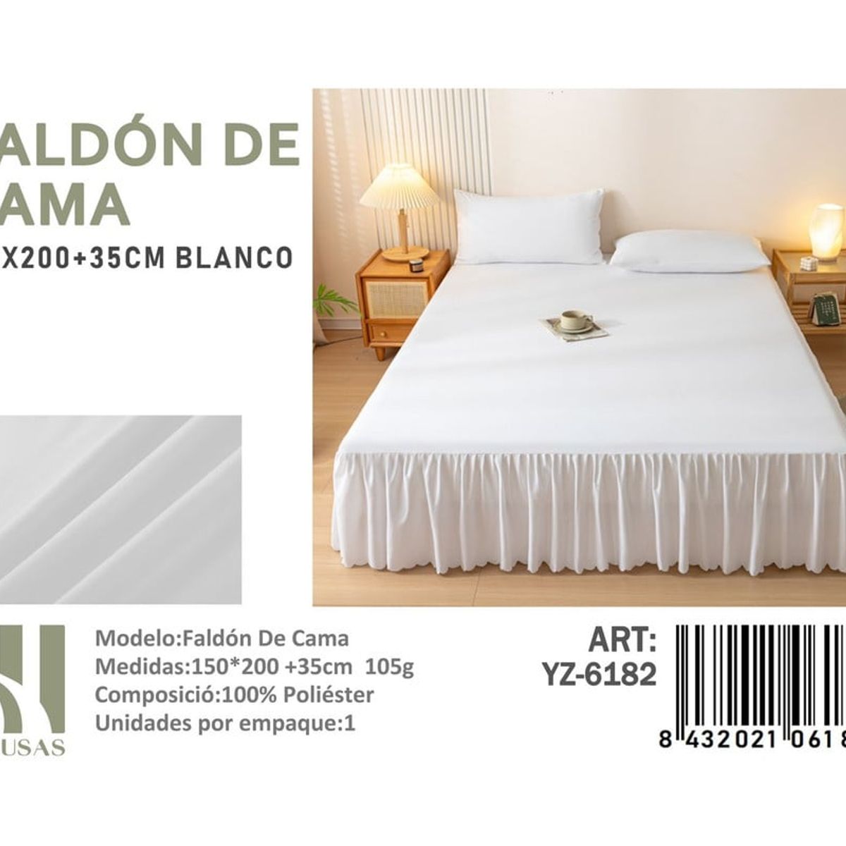 ANGELES DEL HOGAR - Faldon de Cama 2 Plaza III Musas Color  Blanco YZ6176
