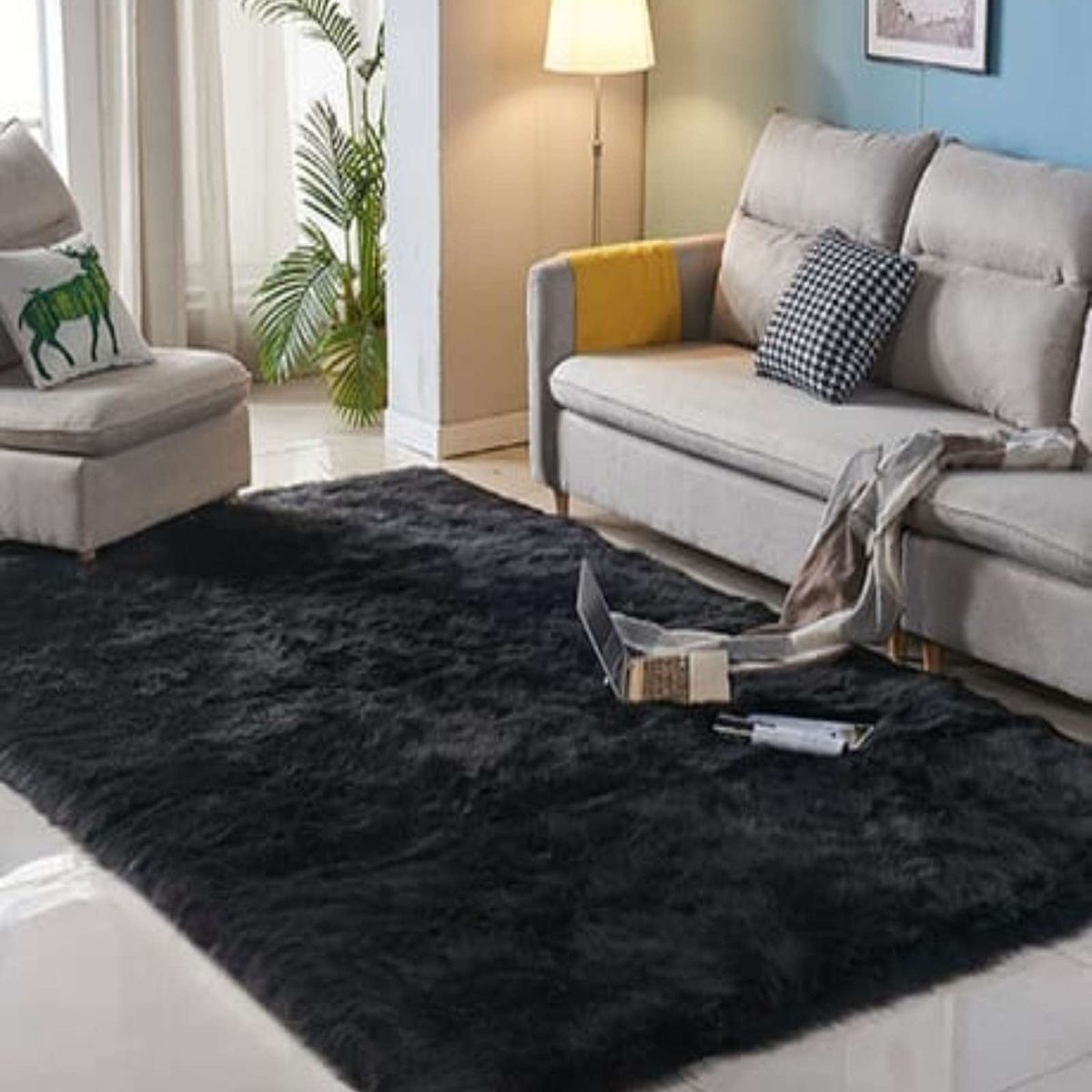 GENERICO - ALFOMBRA PELUDA 200X300 NEGRO