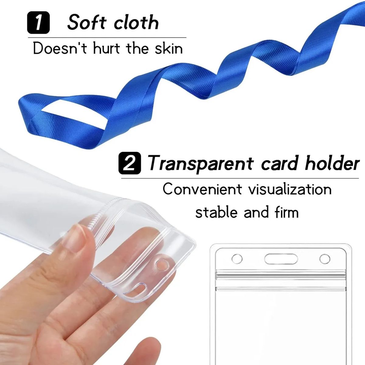 KUANGYE - Pack 100 Porta Credenciales Transparente Incluye Lanyard