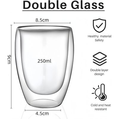 Imagen 2 del producto Taza Cafe 4 Vasos Vidrio Mug Doble Pared Térmica Reforzada