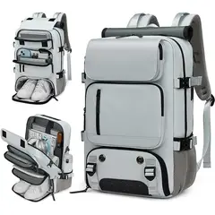 RURUTOTO - Mochila de viaje impermeable con bolsa de zapatos y USB puerto Azul