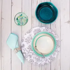 COCHO COCHO - Set 4 Funda + Plato Base Gris Barroco