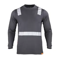 T-WORLD - Polera Credondo Hibrida Manga Larga Con Cinta Reflectante