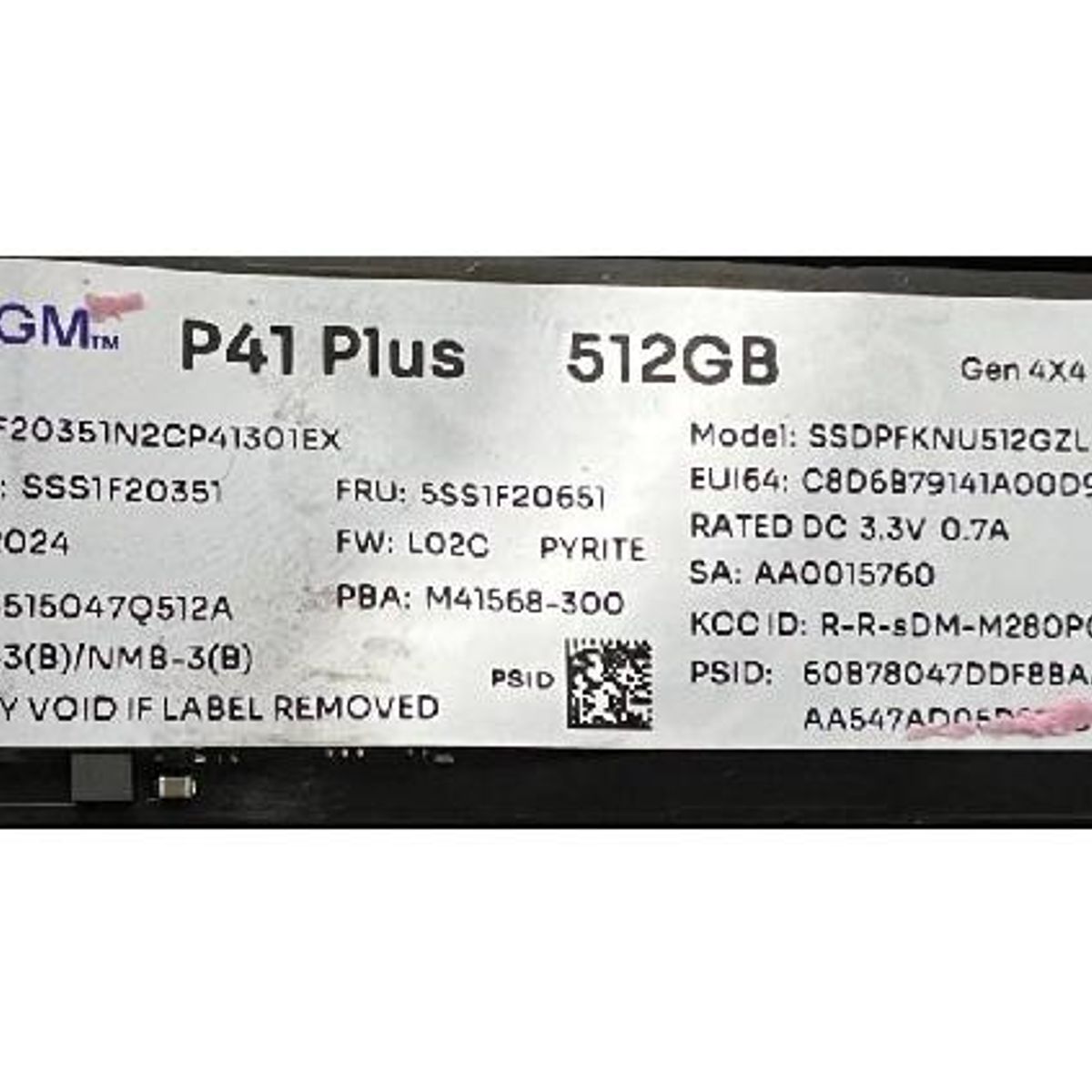 GENERICO - Disco Solido SSD Solidigm P41 Plus 512GB Gen 4x4 Open Box