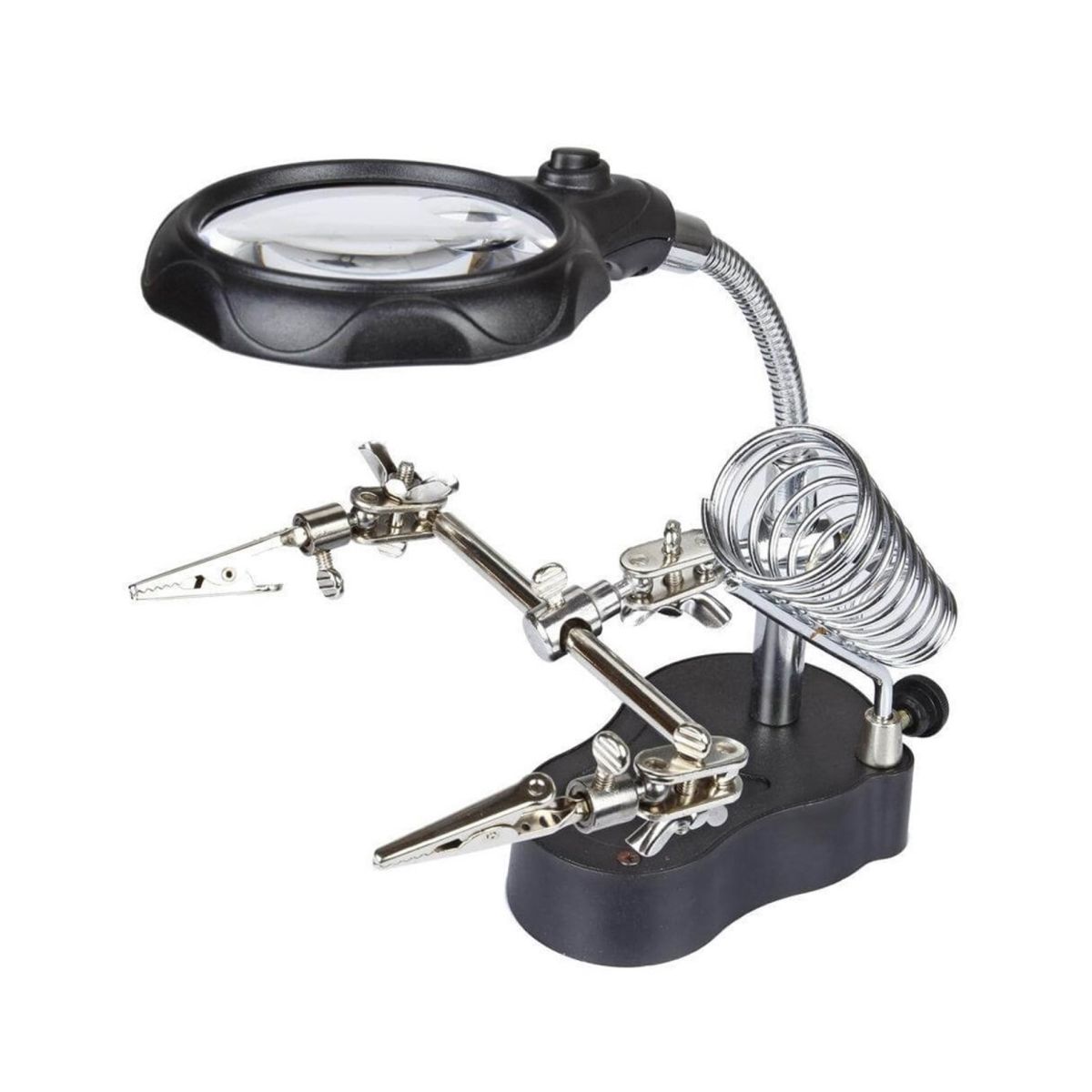 GENERICO - Tercera mano con lupa Luz led y soporte de cautín