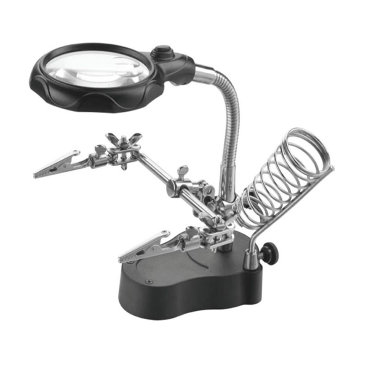 GENERICO - Tercera mano con lupa Luz led y soporte de cautín