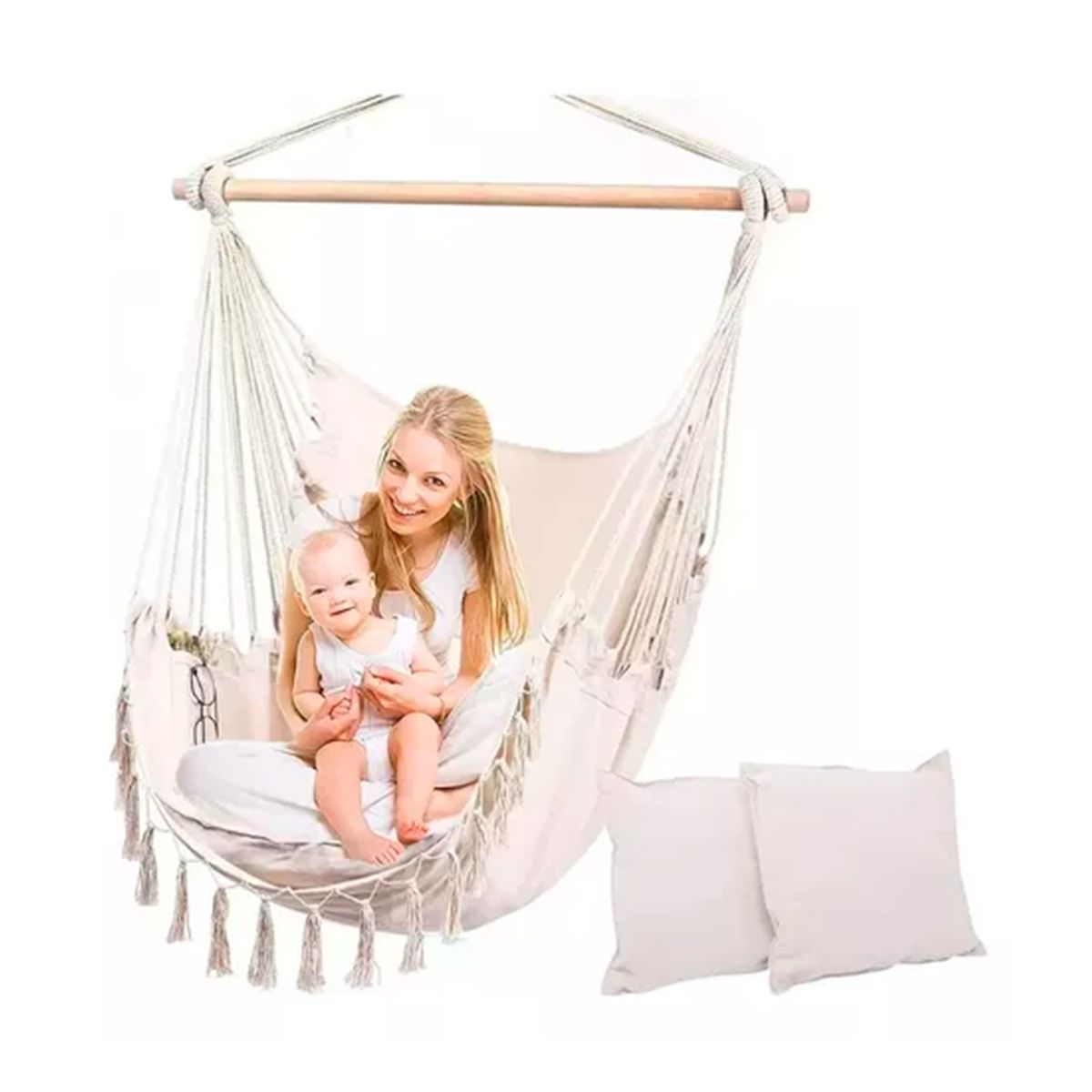 GENERICO - Silla Hamaca Con Palo Camping Blanco