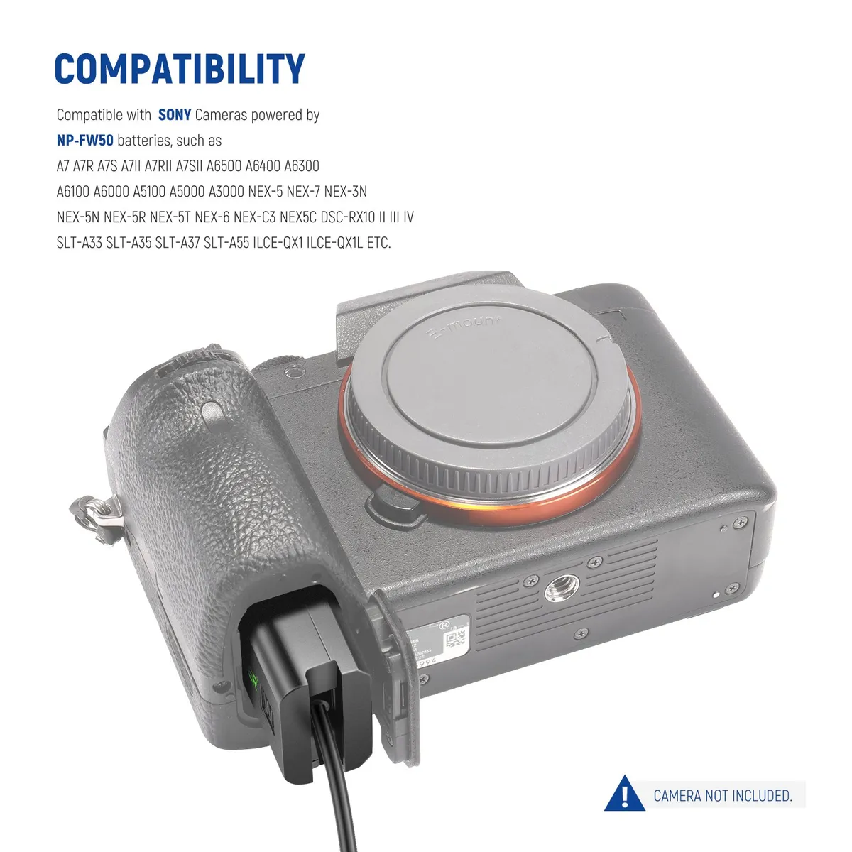 AZULAMAR - Np-fw50 Batería Simulada Para Sony A7S A7 Ii Zve10 A6400 A6100 A6200