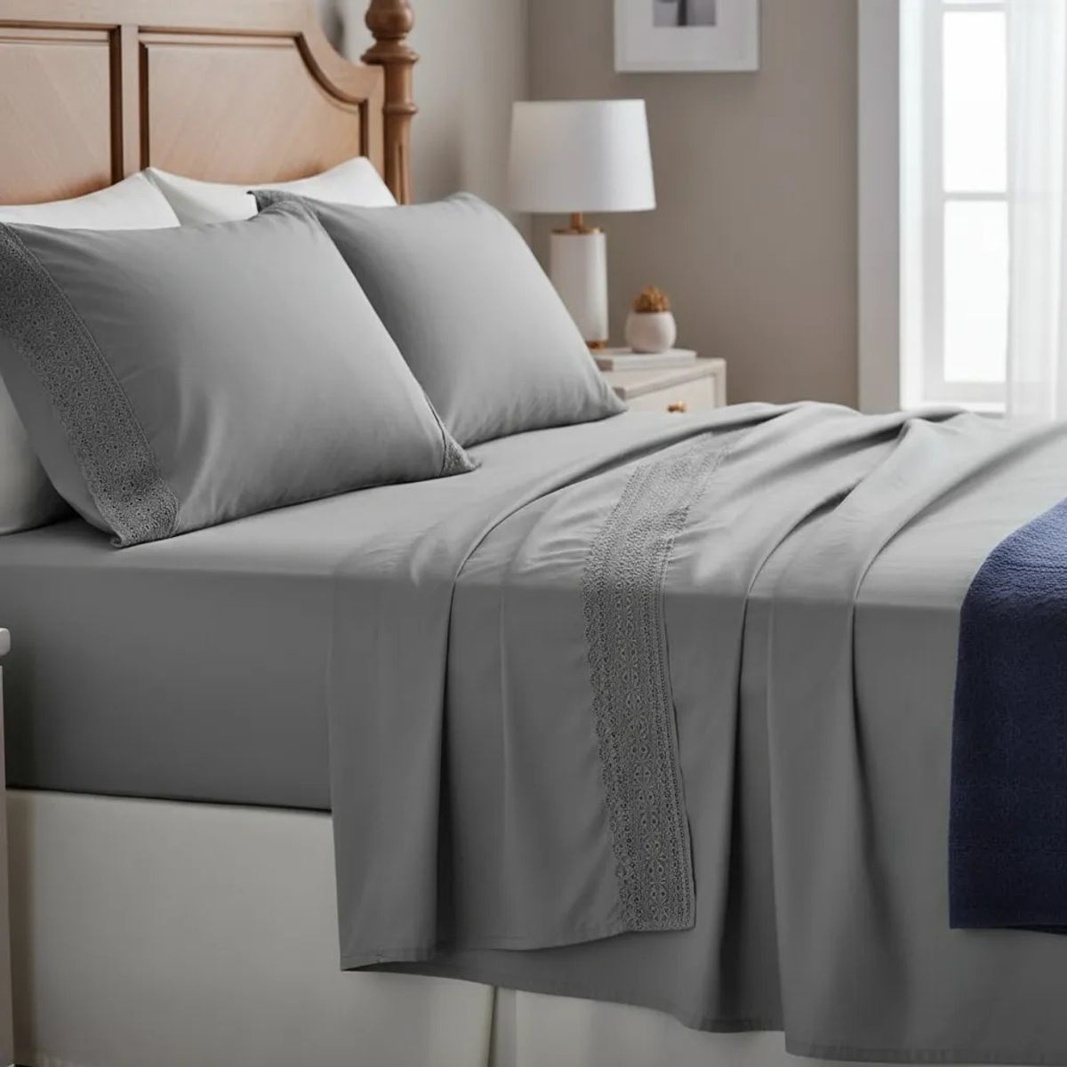 ILLUSIONS - Sabanas Super King de 180 hilos marca Illusions Gris