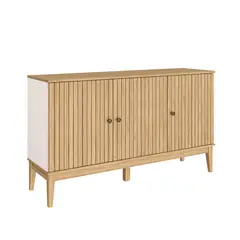 HOGA - Aparador Buffet 3 Puertas Riscado Miel Blanco Invierno