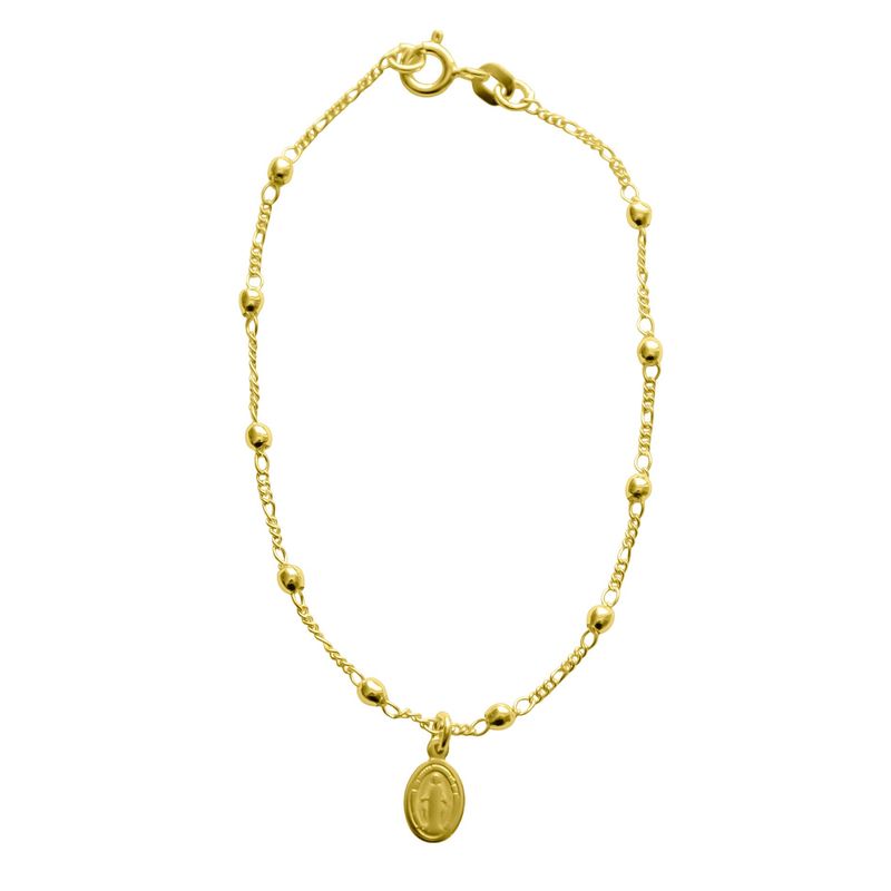 ANDREA COGGIOLA JOYAS - Pulsera Denario Virgen De Los Rayos Enchapado Oro 18K_.
