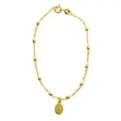 ANDREA COGGIOLA JOYAS - Pulsera Denario Virgen De Los Rayos Enchapado Oro 18K