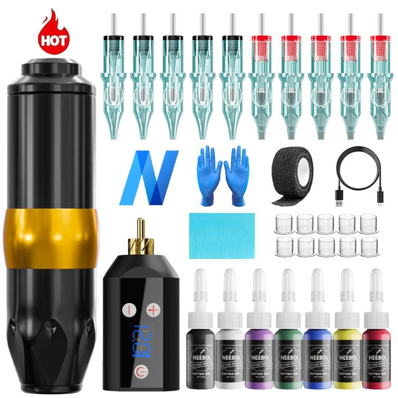 GENERICO - Kit de tatuaje inalámbrico  NEEBOL 32 PIEZAS
