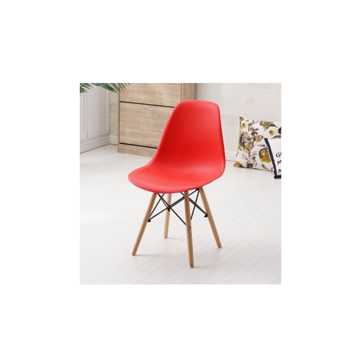 GENERICO - Set De 4 Sillas De Comedor Tulip Sin Acolchado Rojas