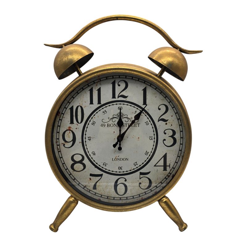 GENERICO - Reloj De Mesa Analogico Hierro Vintage Decorativo Dorado M