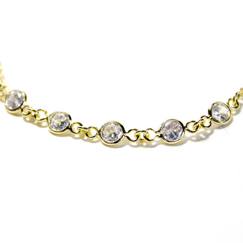 ANDREA COGGIOLA JOYAS - Tobillera 5 Circones Blanco Enchapado Oro 18K