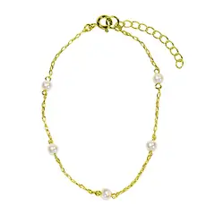ANDREA COGGIOLA JOYAS - Pulsera 5 Perlas Enchapado Oro 18K