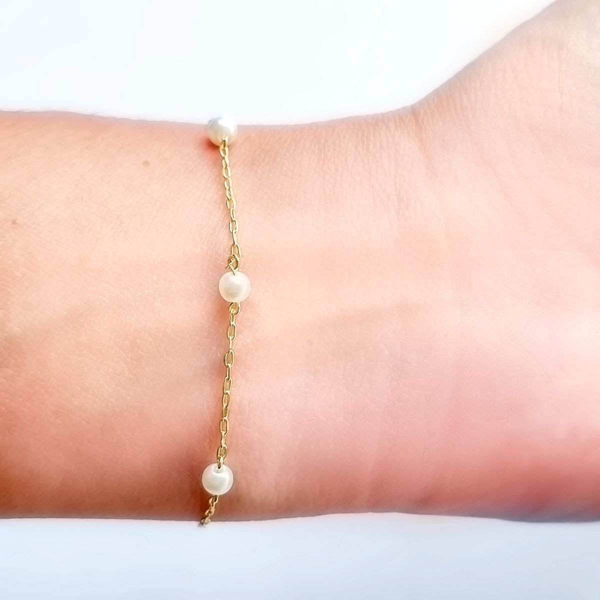 COGGIOLA - Pulsera 5 Perlas Enchapado Oro 18K
