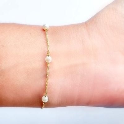 Imagen 2 del producto Pulsera 5 Perlas Enchapado Oro 18K