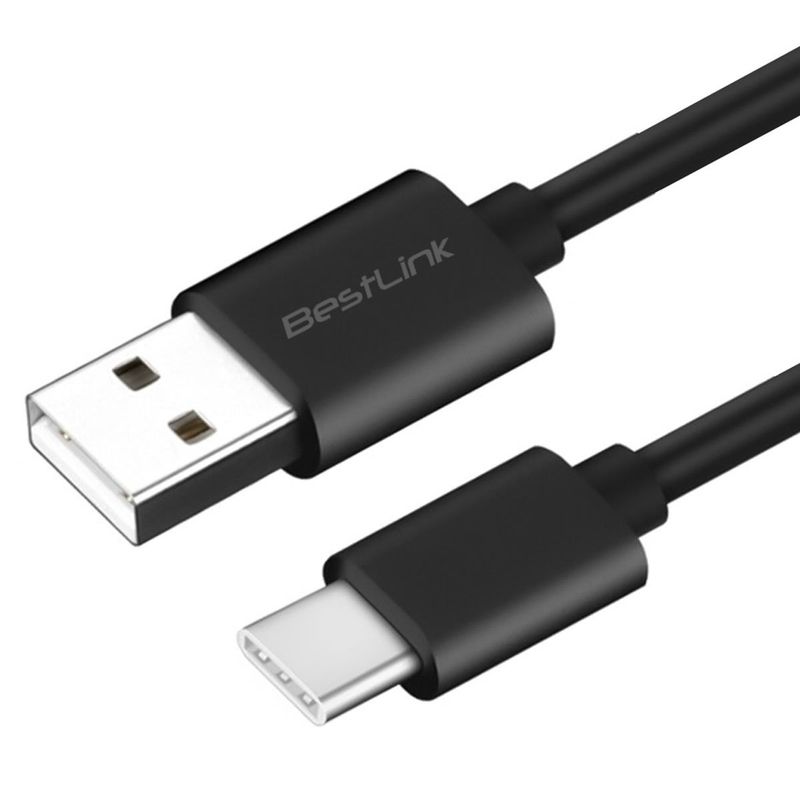 BESTLINK - CABLE USB-C A USB 2 METROS, NEGRO. CARGA Y SINCRONIZACIÓN.