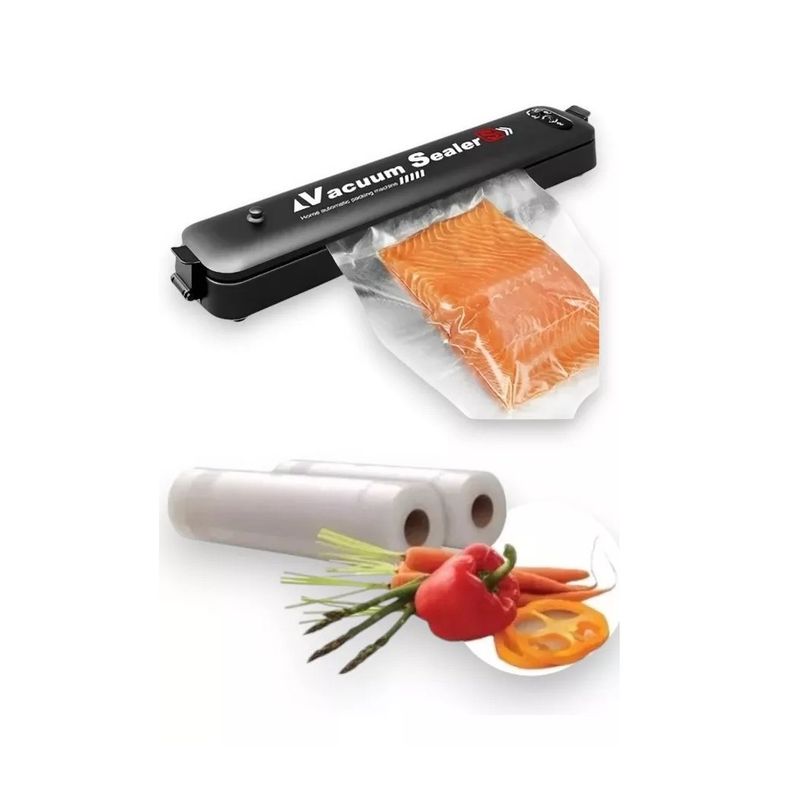 GENERICO - Selladora Vacío Alimentos + 2 Rollos Bolsas Para Sellado