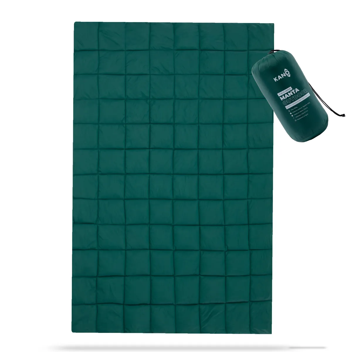 KANO - Manta Térmica Camping Kano con Botones Tipo Poncho Verde