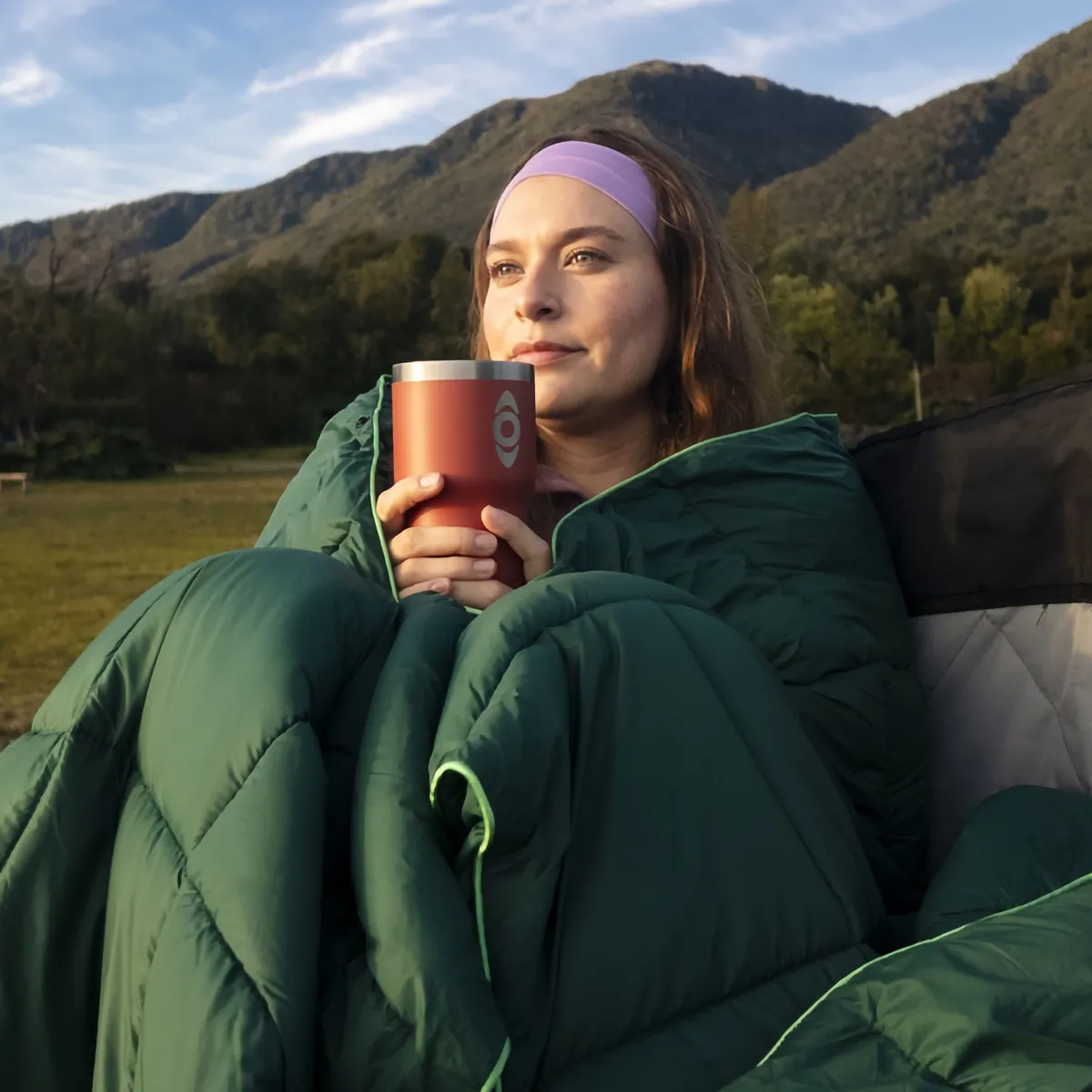 KANO - Manta Térmica Camping Kano con Botones Tipo Poncho Verde