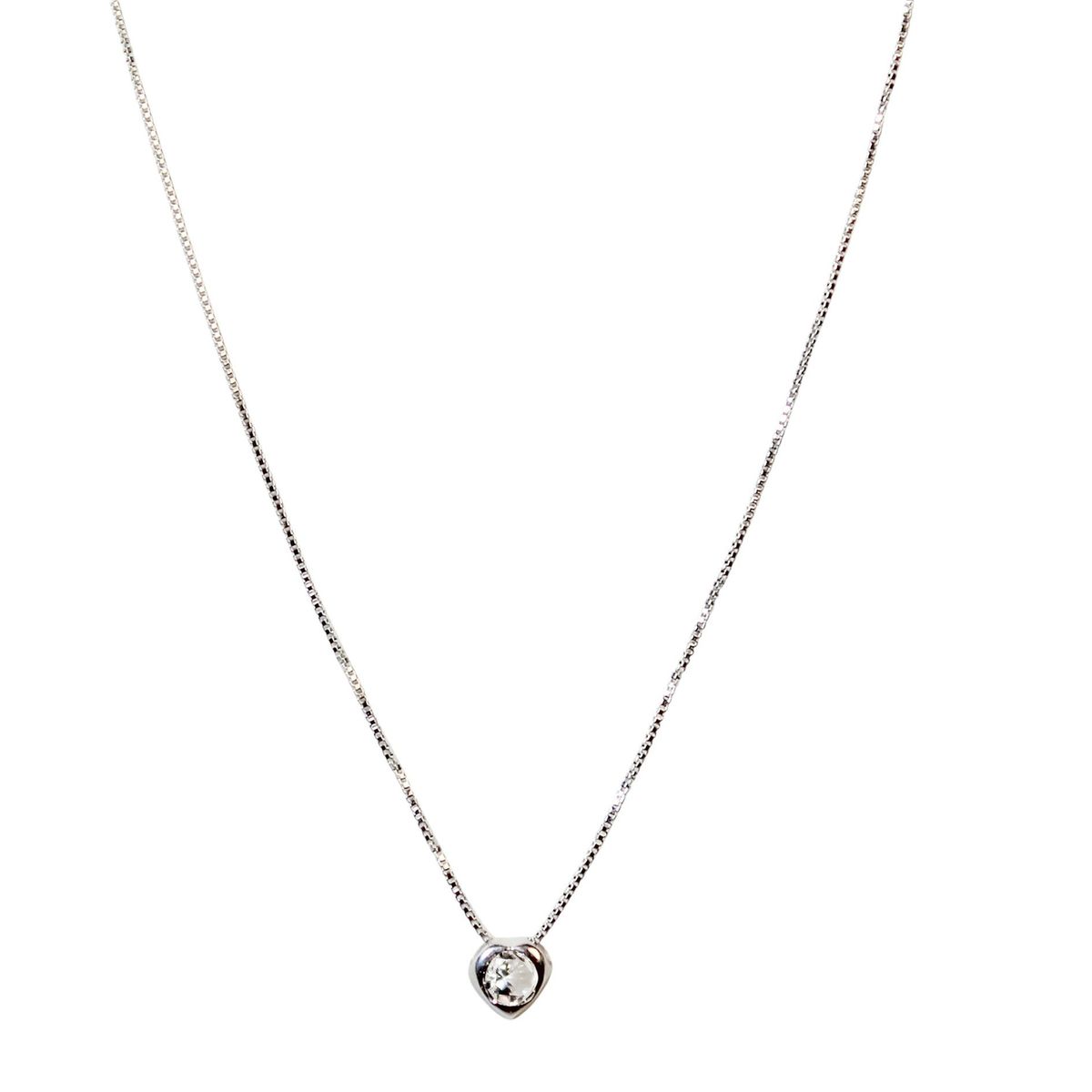 COGGIOLA - Collar Corazón Punto De Luz Circón Redondo Plata Fina 925