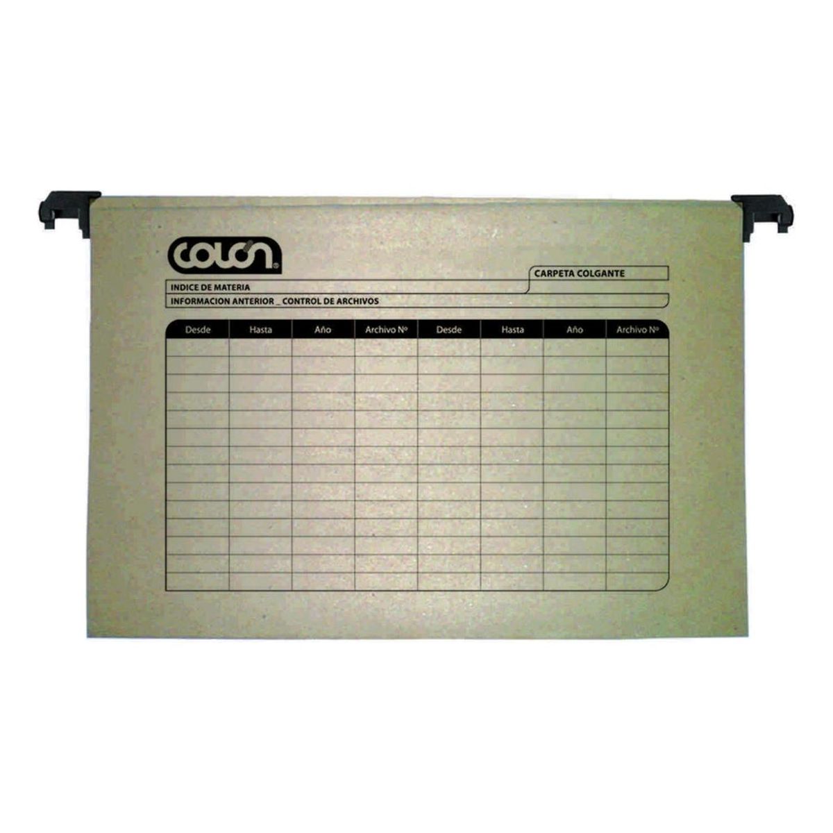 COLON - Carpeta Colgante Kraft Brazo Plástico 25 Unid Colón