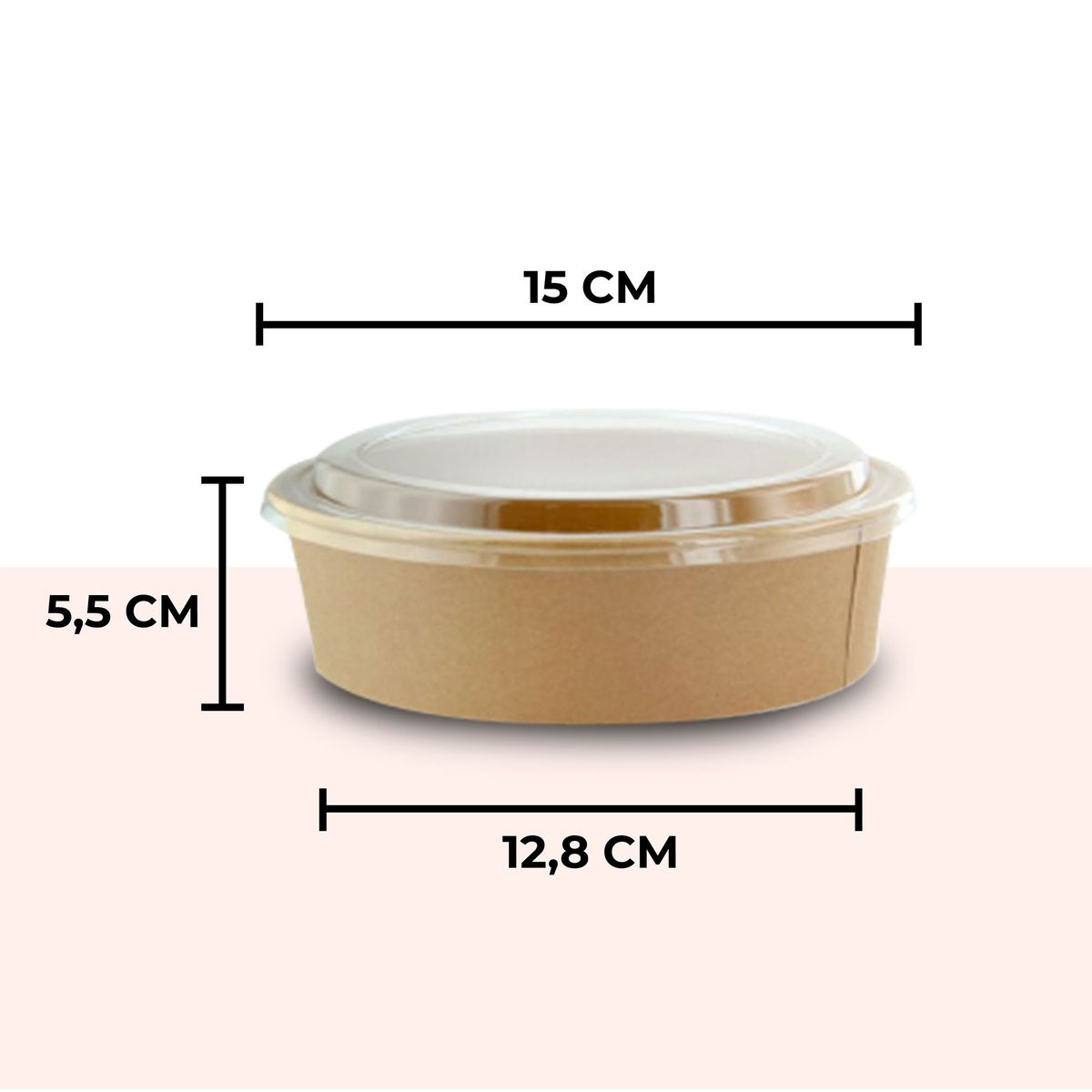 GENERICO - Bowl Envase Kraft Con Tapa Pet 500ml 100u