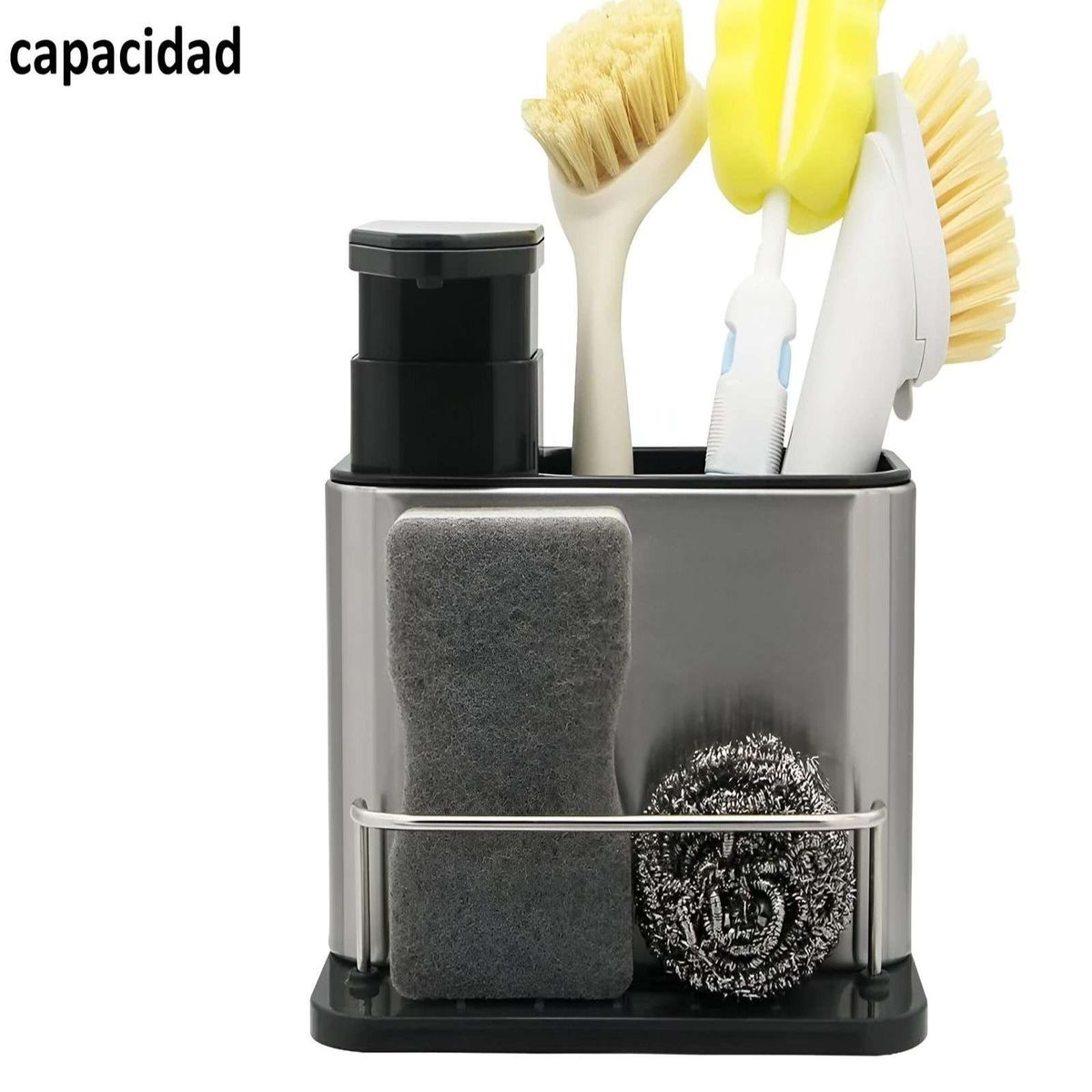 GENERICO - Organizador Dispensador De Jabón Y Porta Esponja 3 en 1