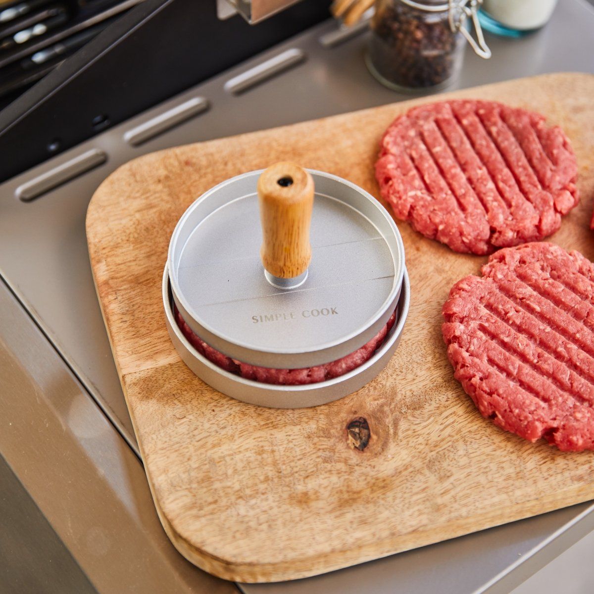 SIMPLE COOK - Molde Prensador de Hamburguesas Simple Cook Smokky